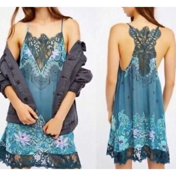 Free People Who's Sorry Now Floral Slip Dress size M - Picture 8 of 8